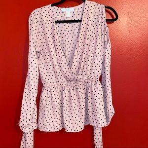 Polka dot pink and black top